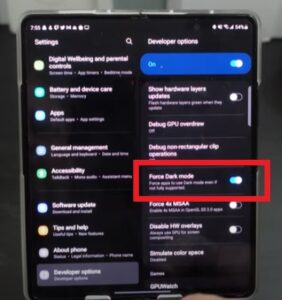 How To Force Dark Mode On All Apps Galaxy Z Fold3 Step 7