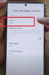 How To Allow Contact to Call or Text when Do Not Disturb Is On Galaxy S22 Step 5
