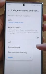 How To Allow Contact to Call or Text when Do Not Disturb Is On Galaxy S22 Step 8
