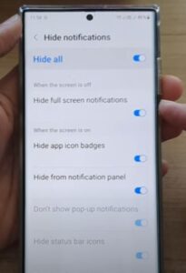 Hide Full Screen Notifications When Screen is Off Galaxy S22